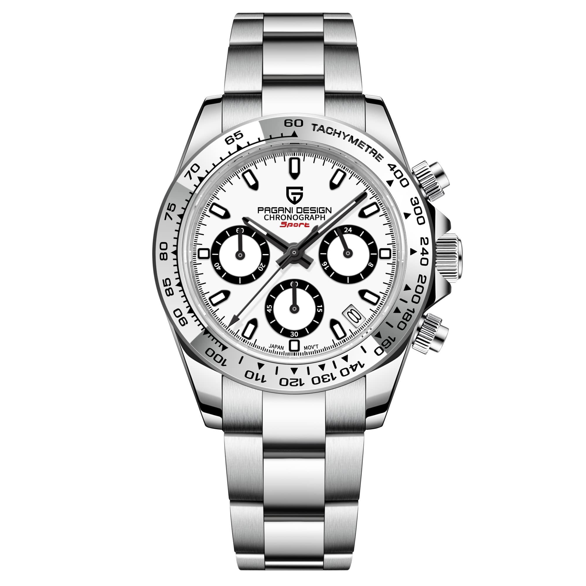 Pagani Design Classic Men's Multifunctional Chronograph Full Stainless Steel Japanese VK63 Quartz Movement Tester 100m Waterproof Luxury Business Watch