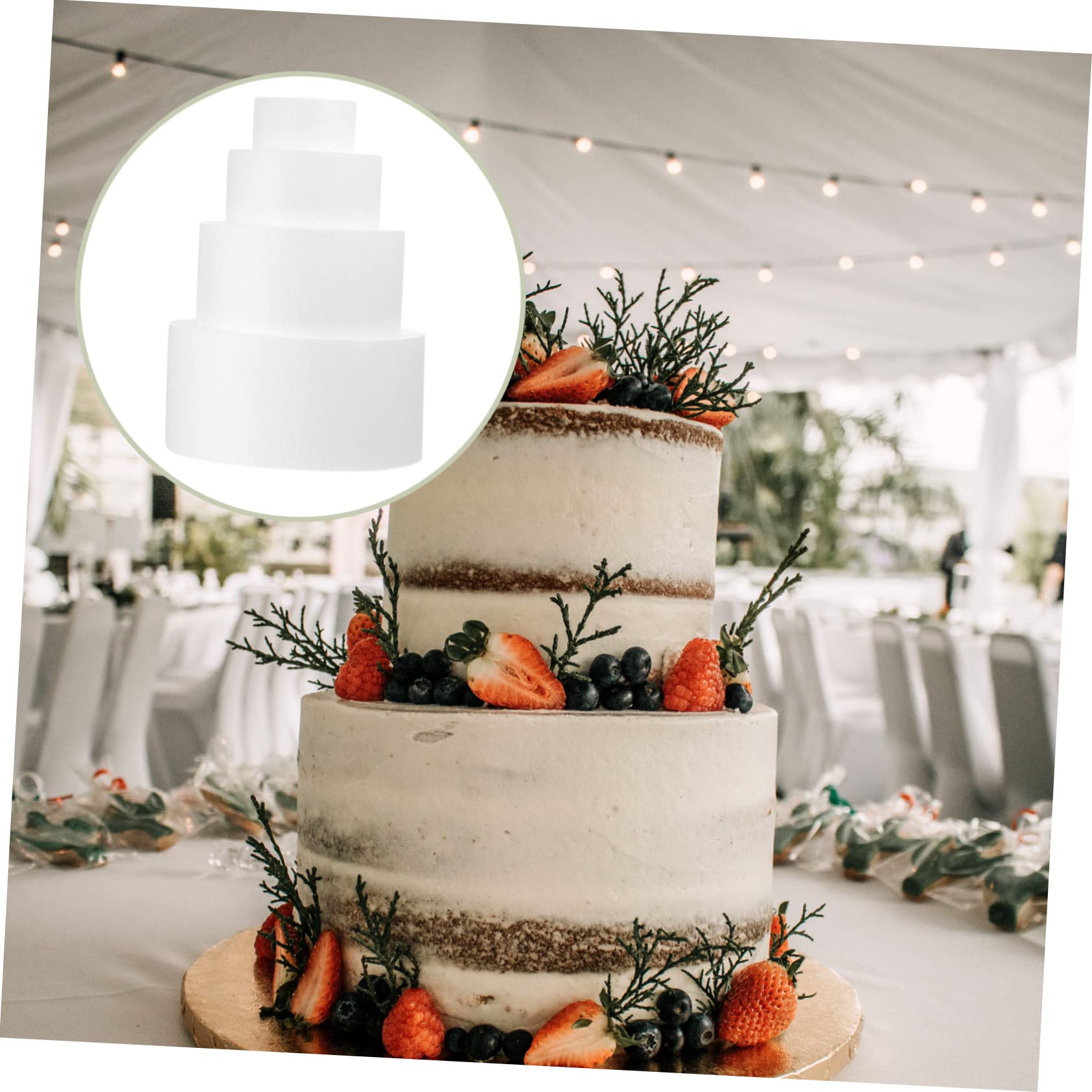 SEWACC Moule à Gâteau Mousse Factice 4 Tailles Blanc Souple Flexible pour Entraînement Pâtisserie Décoration Fête 4 Pièces