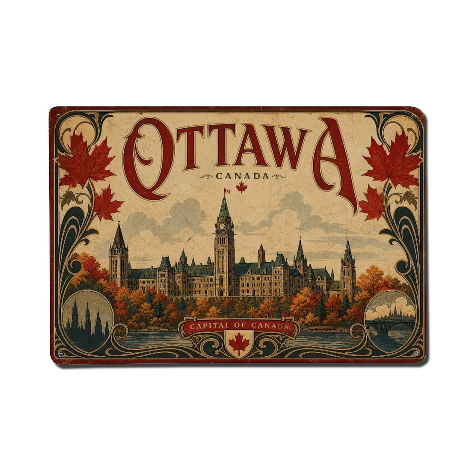 Huiyhb 8X12inch(20X30cm) Retro Travel Canada Ottawa Metal Tin Sign