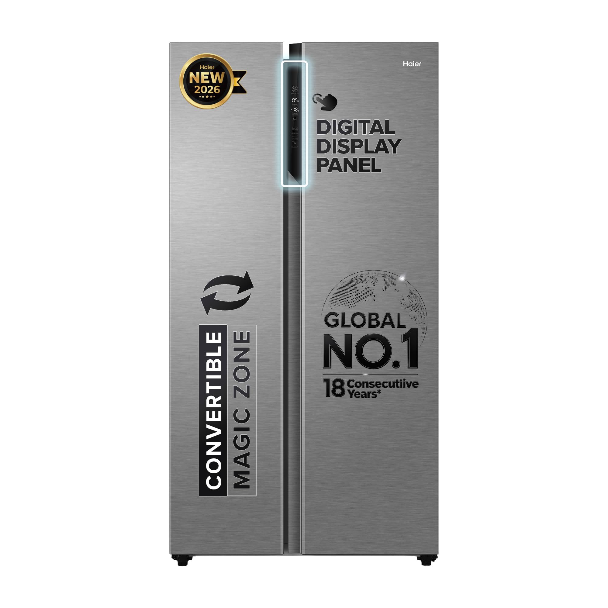 Haier 596L 3 Star Side by Side Silver Refrigerator - Image 1