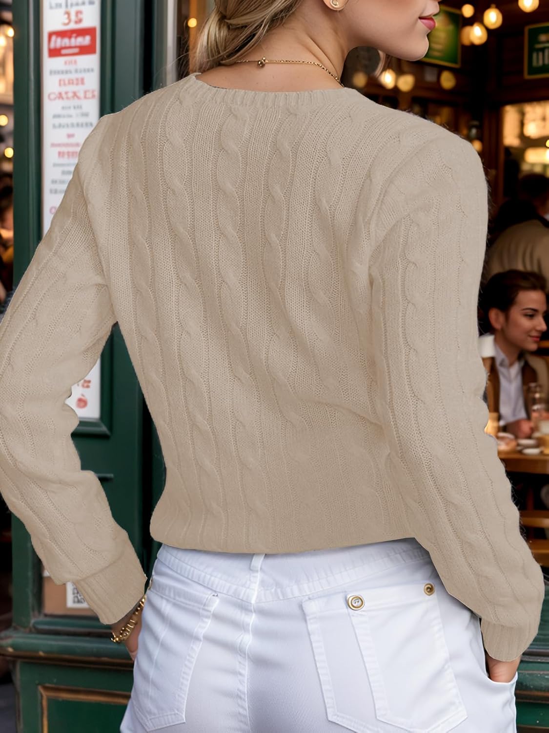 Womens Winter Fall Sweaters 2026 Trendy Cable Knit Long Sleeve Crewneck Tops Casual Outfit Sweater for Women - Image 2