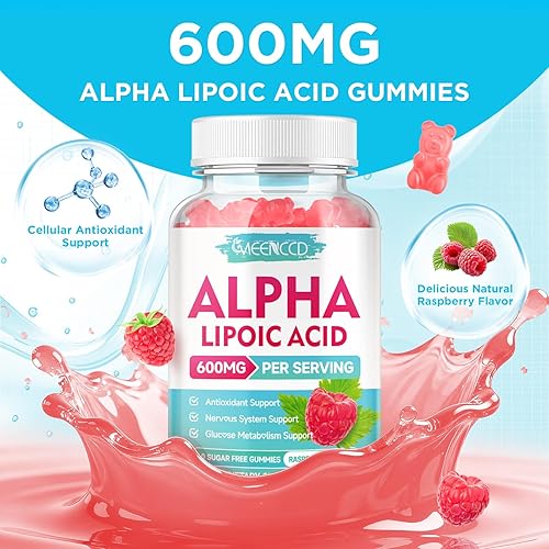 Miniatura 7 de Gomitas de ácido alfa lipoico de 600 mg - Suplemento ALA de alta absorción para apoyo antioxidante, salud cerebral y salud nerviosa, vegano, sin