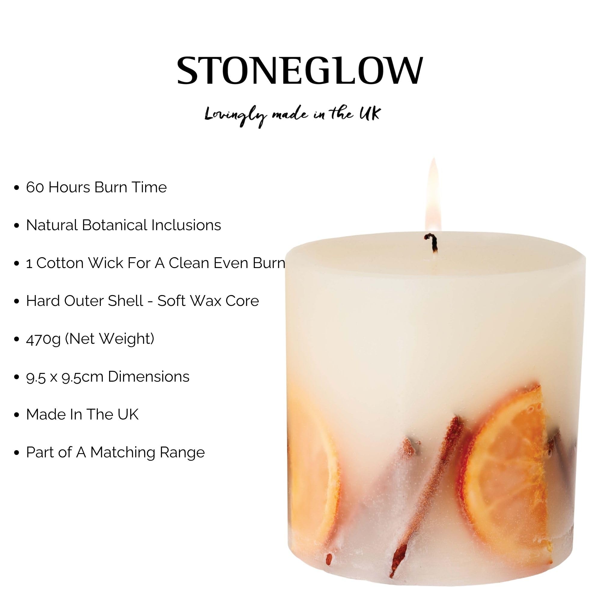 Stoneglow Seasonal Festive Wishes Kerze Orange, Zimt und Nelke, 470 g
