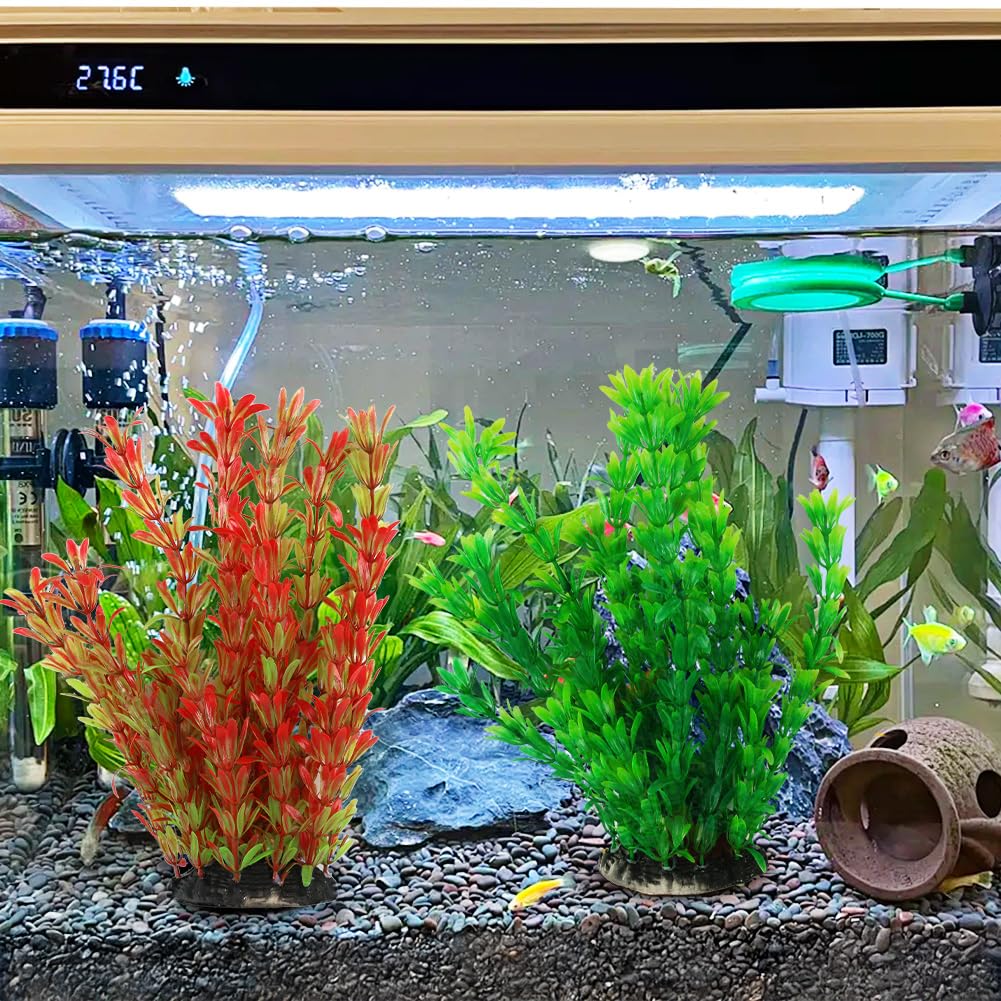 Vivifying Plantes d’Aquarium artificielles, Lot de 2 Plantes en Plastique de 25 cm pour Aquariums et bacs à Poissons