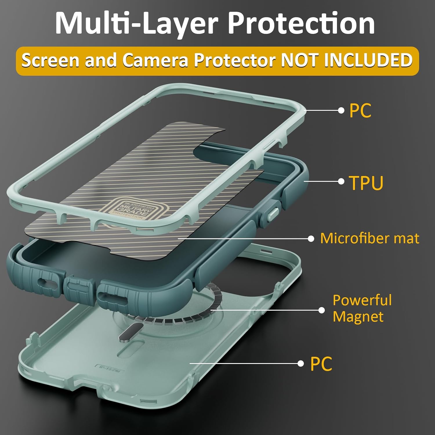 for iPhone 14 Pro Max Case, Compatible with MagSafe, Heavy Duty Shockproof Protective Phone Case, Anti-Drop Protection, Dual Layer Magnetic Phone Cover for iPhone 14 Pro Max, 6.7", Green - Image 4