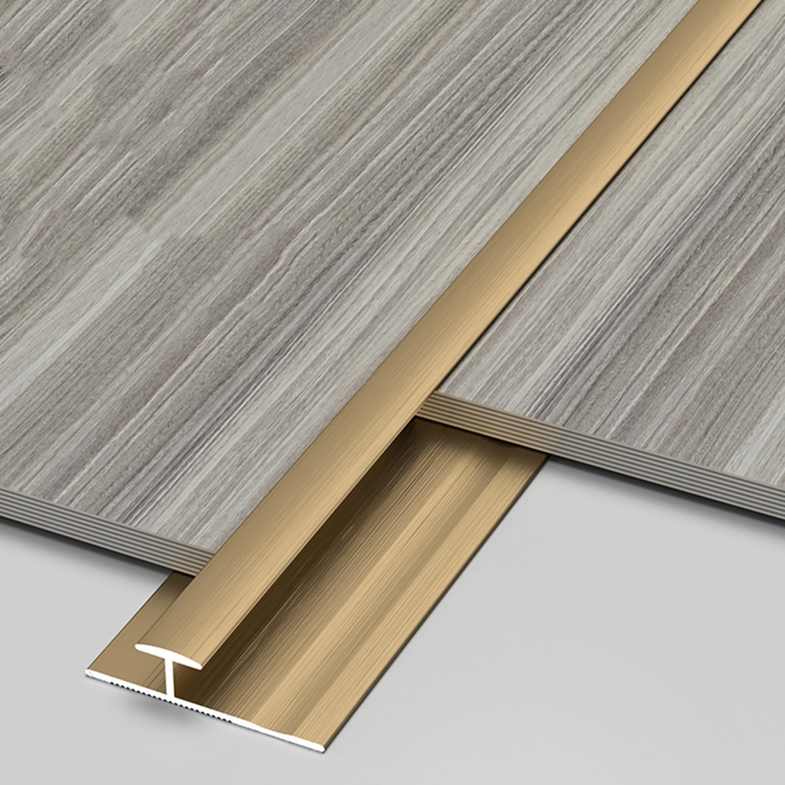 Transition Strip For Wood Floors – PVC Slope Threshold Strip, 1 3/8” Wide Gaps Cover, Light Gray, 39 3/8” Long – For Tiles, Carpet, Laminate – Self-Adhesive, Easy Install