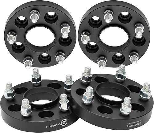 VLAOSCHI Adaptadores de rueda espaciadora forjados negros de 5 x 5 a 5 x 4.5 pulgadas, 1 pulgada con pernos de 12 pulgada, compatibles con Jeep 5