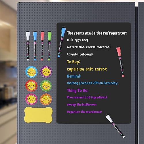 Miniatura 2 de Powbrace 1 hoja magnética pequeña de borrado en seco para refrigerador, pizarra blanca de refrigerador de 12 x 8 pulgadas con tecnología resistente