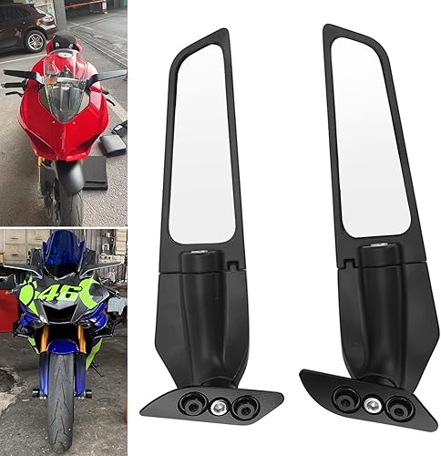 Miniatura 6 de Espejo retrovisor para motocicleta, 1 par de espejo modificado para motocicleta, ala de viento con visión amplia, espejos laterales giratorios