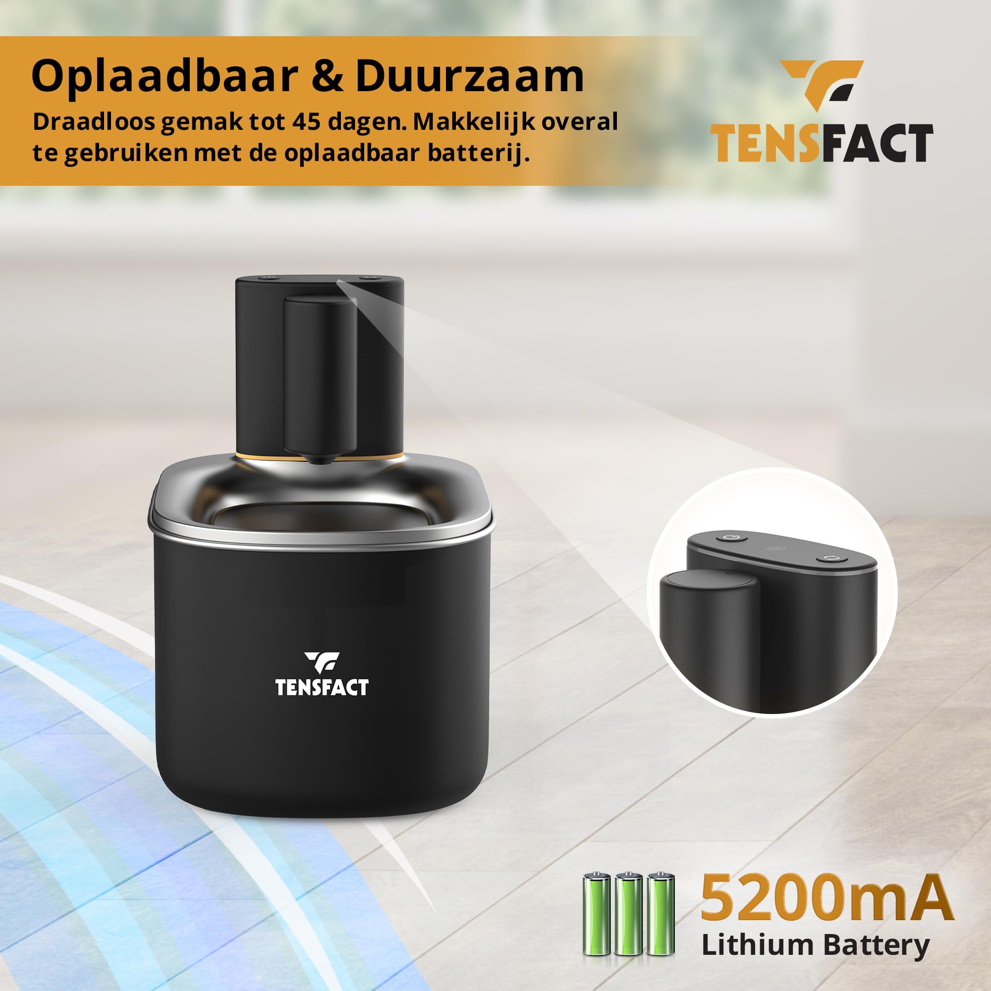 Fuente de bebida Gato o Perro - Fuente de agua inalámbrica de diseño premium Gato - Fuente de gato con sensor de movimiento y HEPA Ultra Filtración - Negro