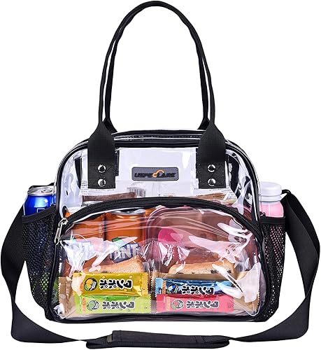 Miniatura 4 de USPECLARE Bolsa transparente multiusos, bolsa de almuerzo transparente con tablero inferior extraíble, correa de hombro ajustable, aprobada para