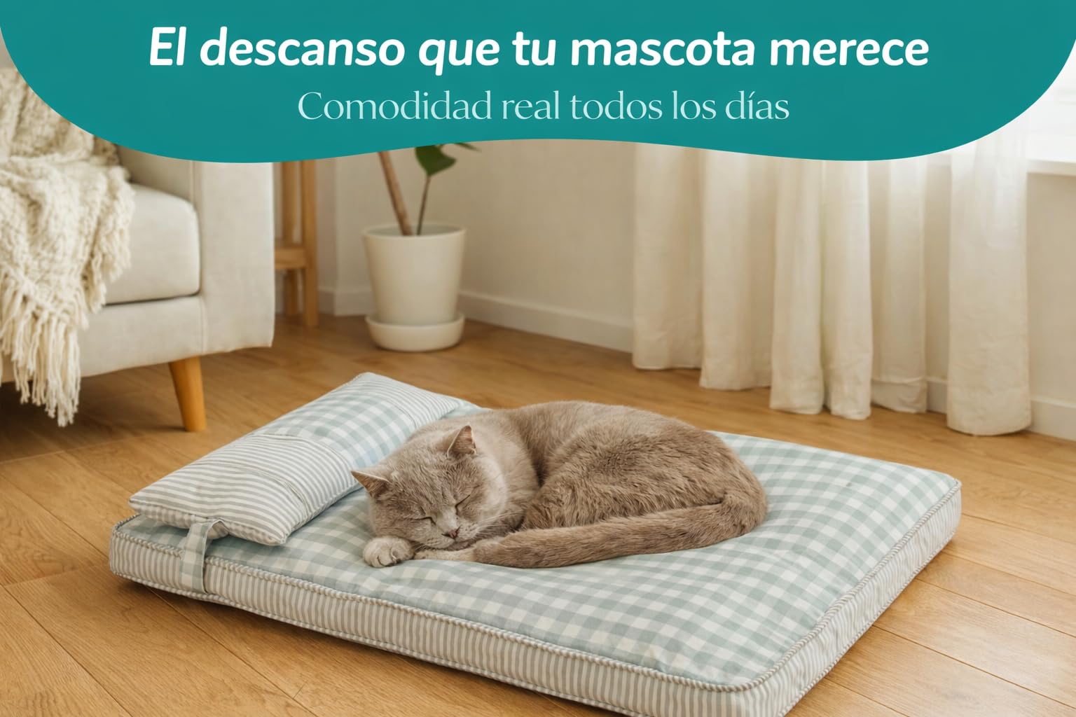 Cama para Perro Mediano 75x50 cm, Funda Lavable. Ideal para Perros hasta 10 kg y Gatos