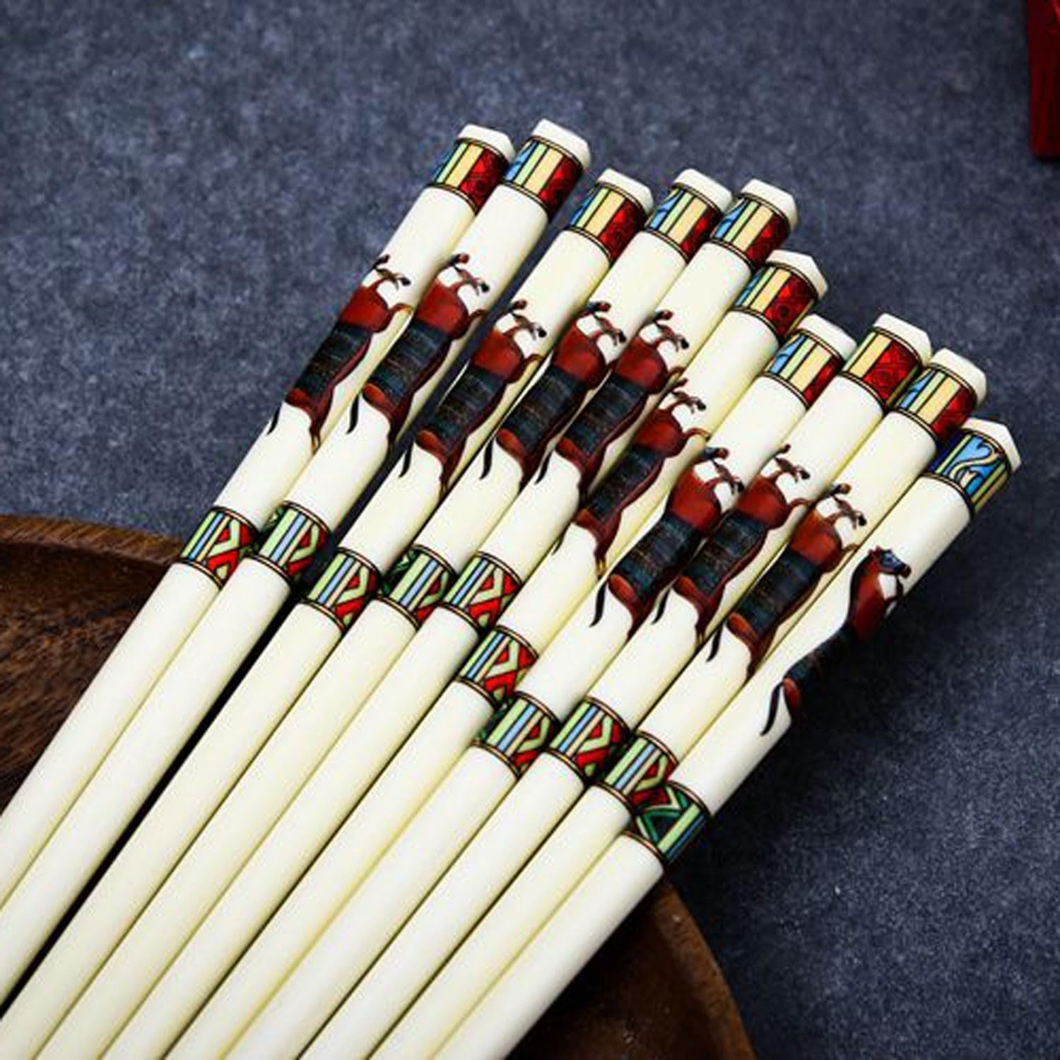 Baguettes réutilisables, Baguettes réutilisables, Baguettes jetables réutilisables10 Paires de Baguettes en céramique de Haute qualité, Coffret Cadeau, Baguettes antidérapantes pour Usage Domestique
