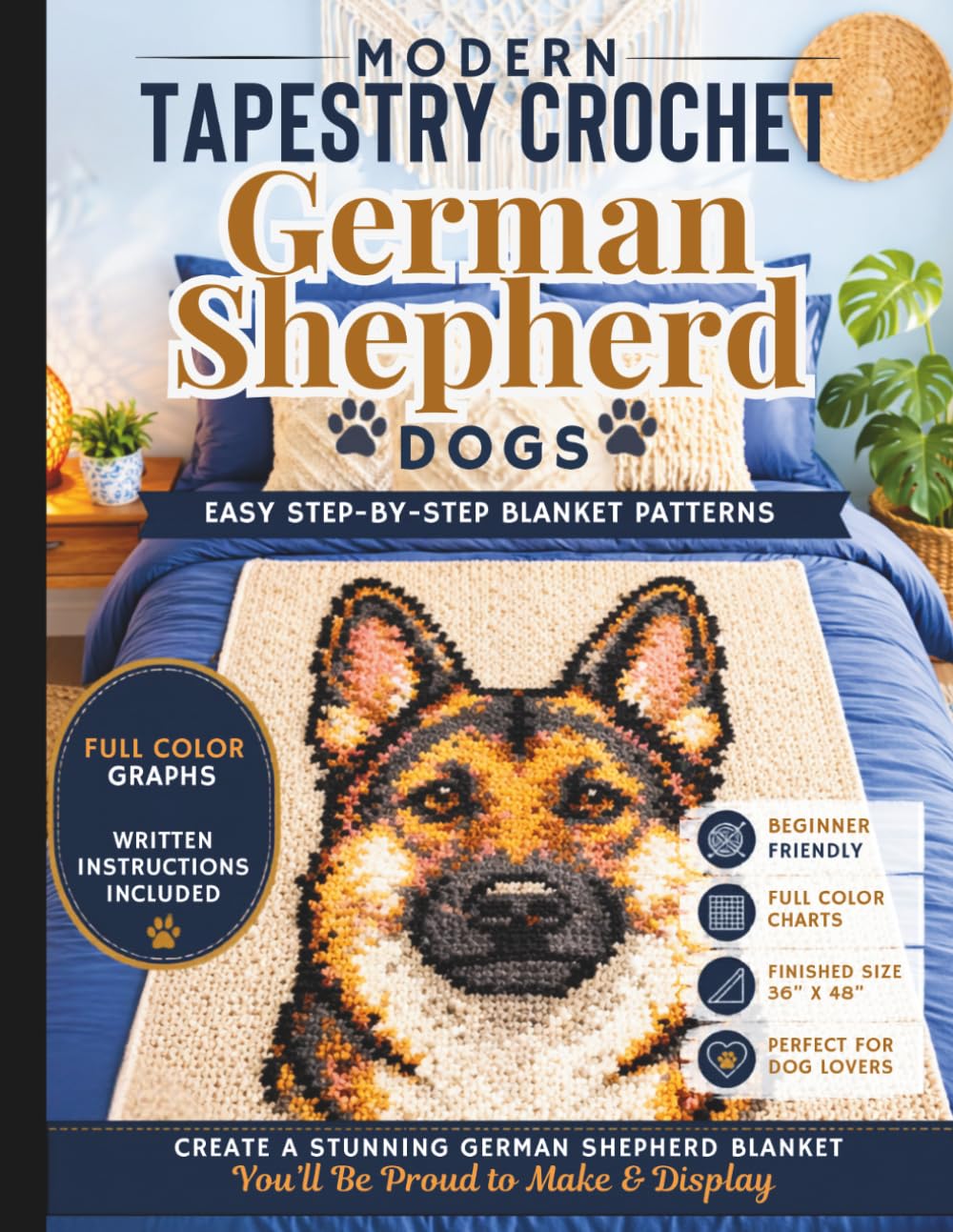 Modern Tapestry Crochet Dogs: German Shepherd