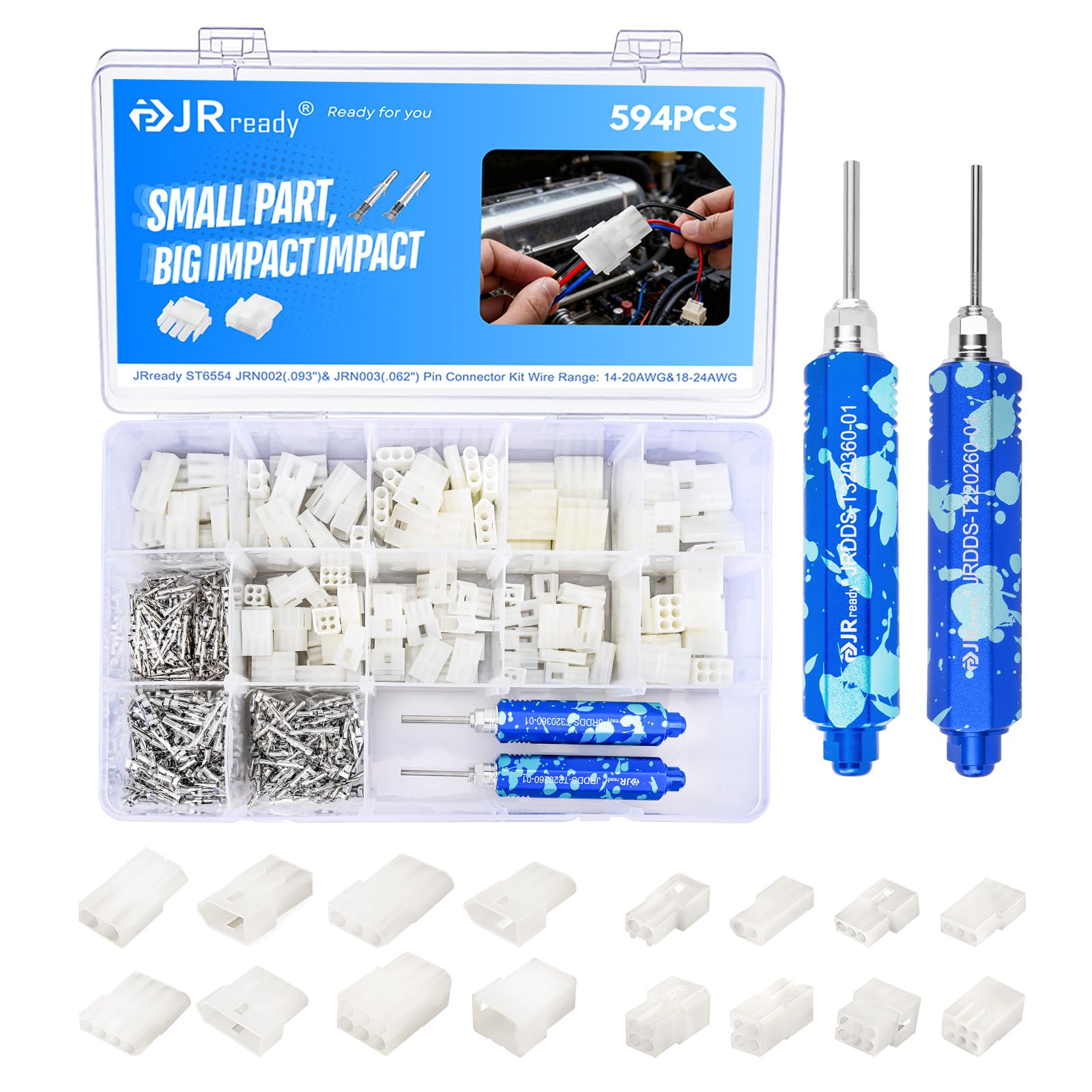 JRready ST6554 Universal Molex Pin Connector Kit (2-6 Pin) with Extractor Tool