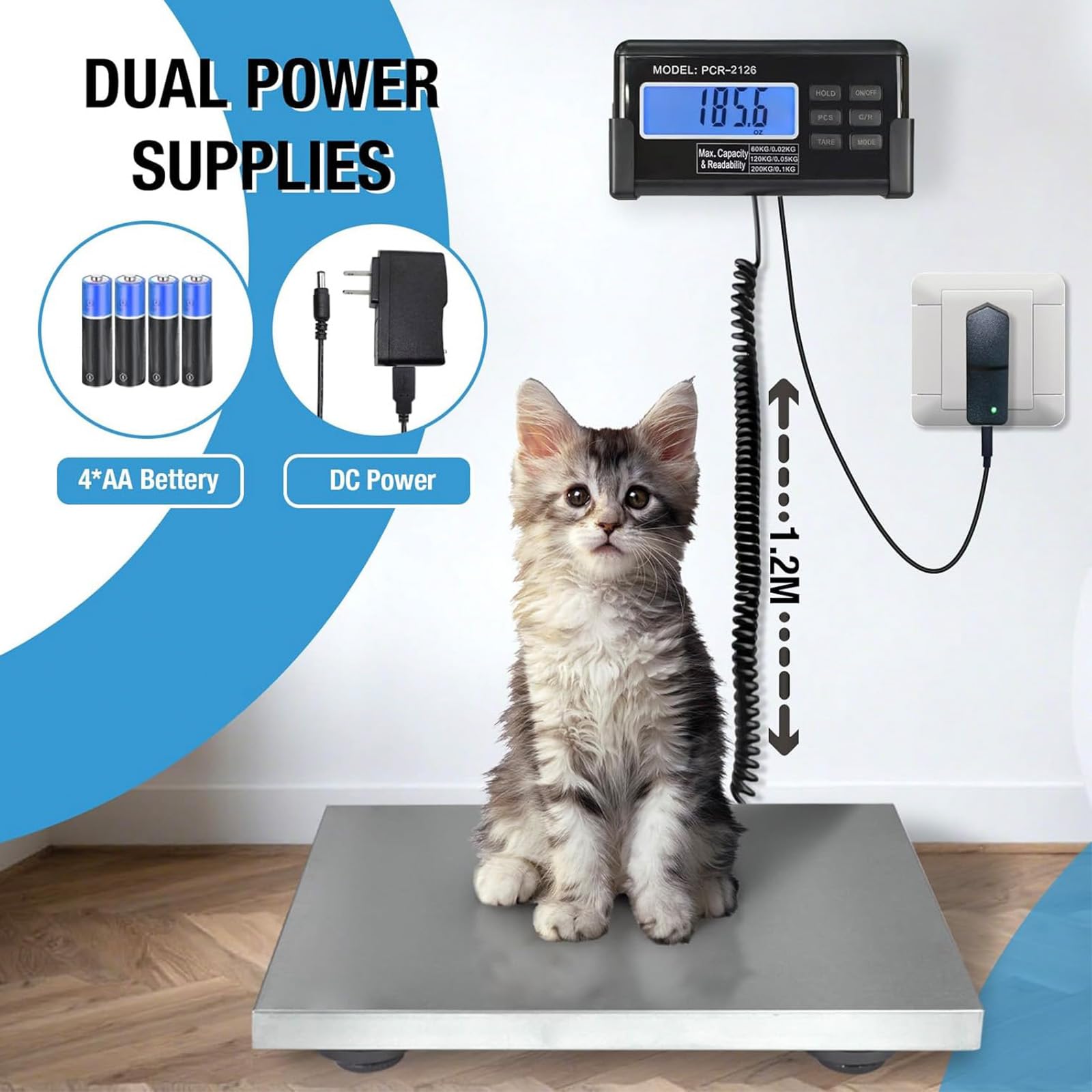 Large 440lbs Shipping Scale 15X 12 Platform Heavy Duty Stainless Steel Platform for Postal Industrial Floor Business Office — view 8