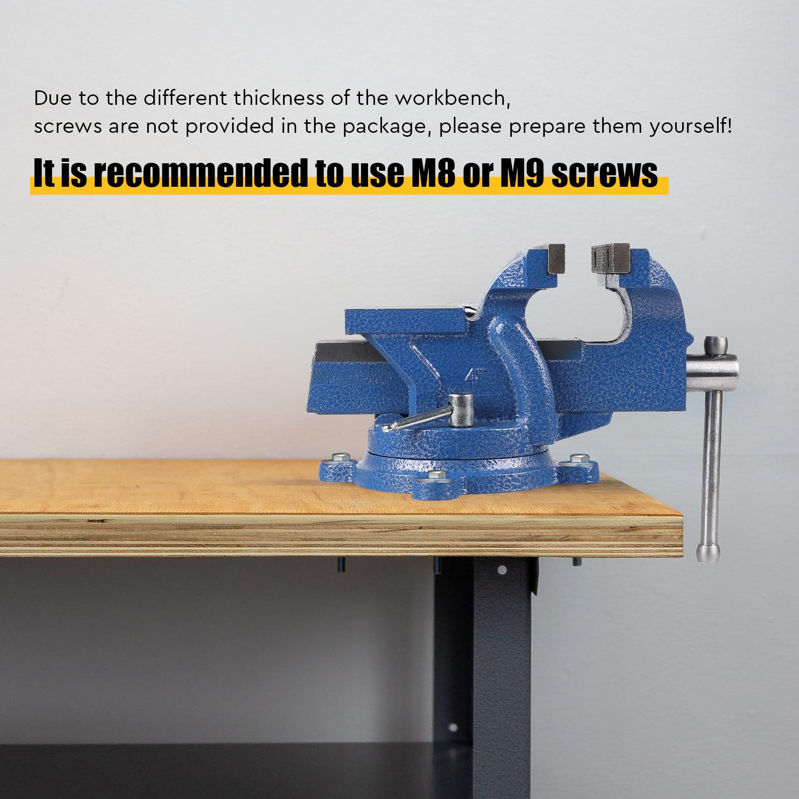 SWAWIS Morsa da Banco in Ghisa con Base Girevole 360 °, Larghezza Ganasce 100mm, può Essere Utilizzato per Fissare Pezzi di Legno e Metallo(Blu)