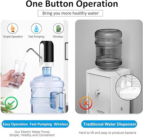 Miniatura 2 de Bomba de agua universal para botella de 5 galones, dispensador de agua eléctrico, bomba de agua automática portátil con interruptor y carga USB,