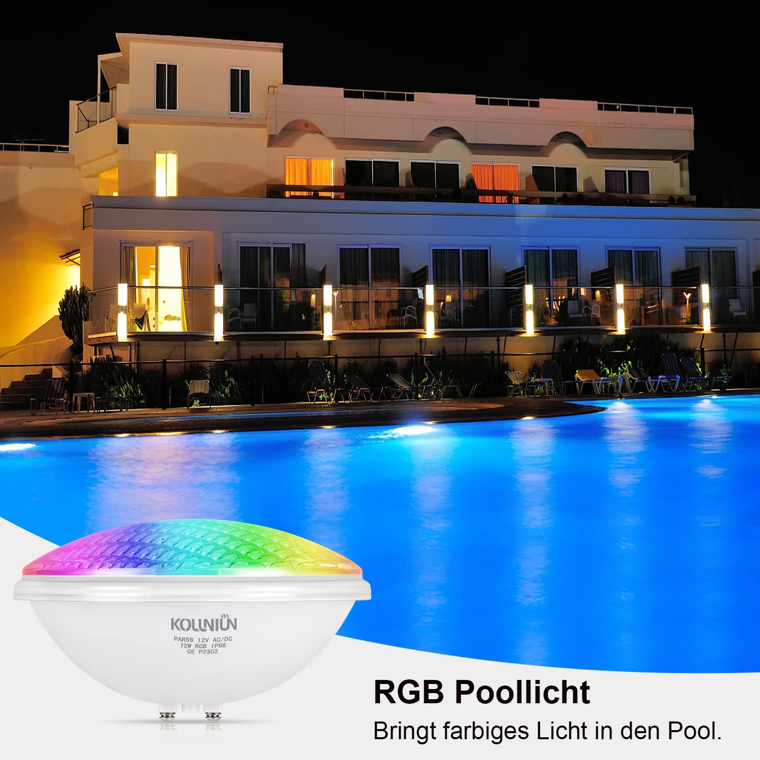 Zwembadverlichting LED kleur 18 Watt met grijze behuizing kopen