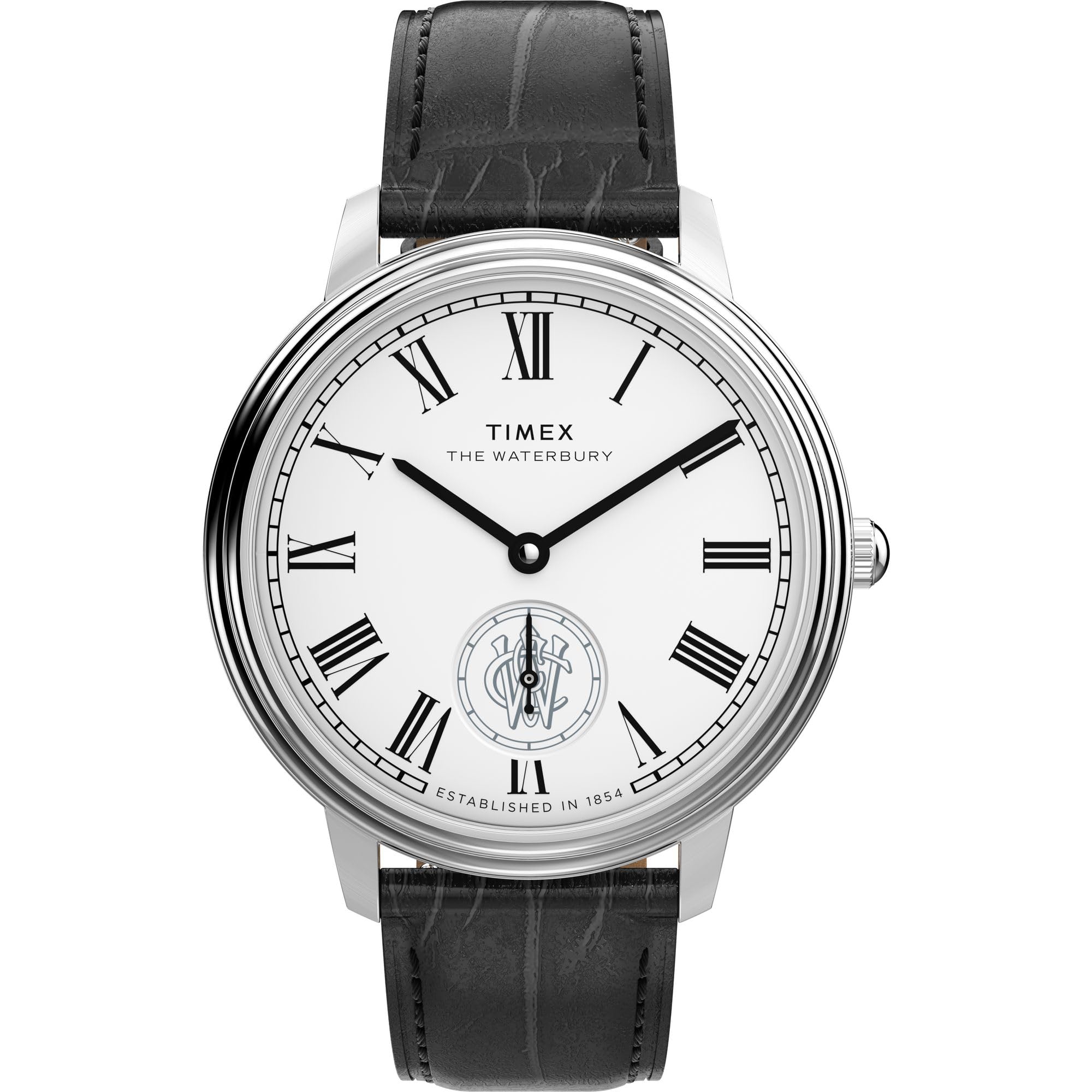 timex Waterbury Metropolitan Analog Silver Round Dial & Black Leather Strap Band Water Resistant Men's Wrist Watch - TW2Y23100IK-picture-34