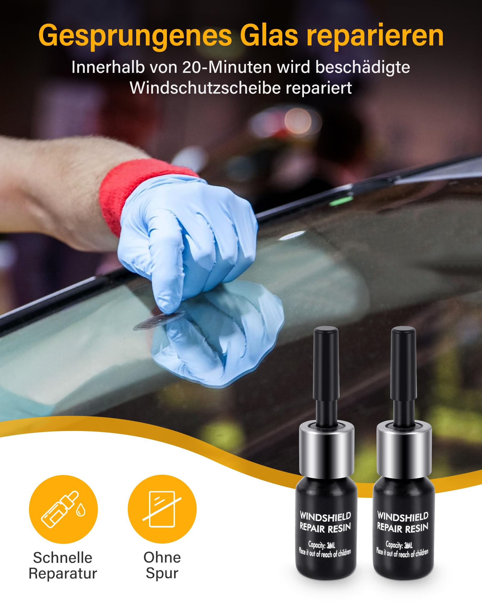 Kit di Riparazione per Parabrezza Auto, Kit di Strumenti di Riparazione Parabrezza per salti e Crepe Auto Chip e Crepe 4pcs