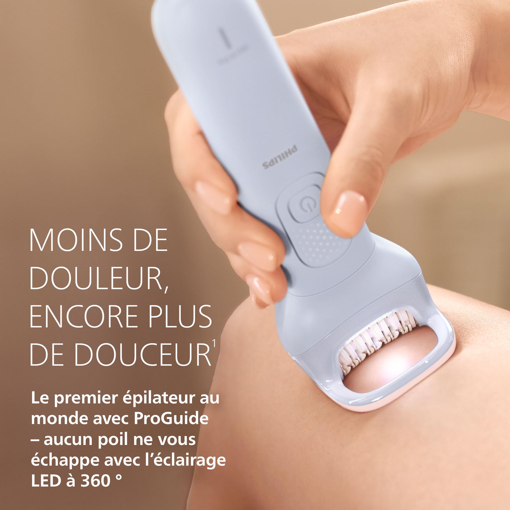 Philips Épilateur série 8000 – épilateur électrique sans fil, utilisation sur peau sèche ou humide, épilation des jambes et du corps, avec ProGuide, 5 accessoires, autonomie 60 min, modèle BRE709/00