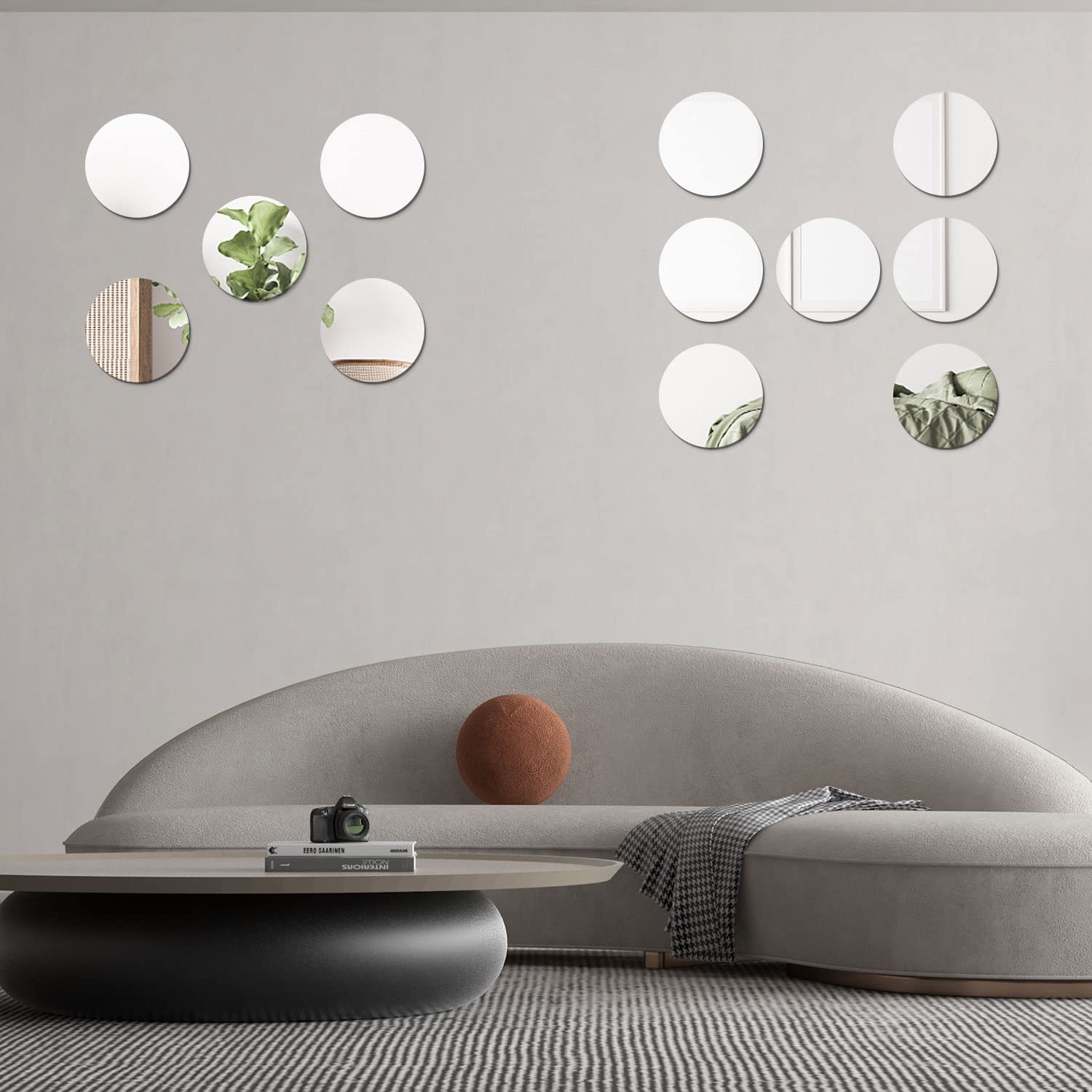 10 Specchi Rotondi Autoadesivi In Acrilico - 10x10cm, Spessore 2mm, Per Decorazione Casa - Foto 5
