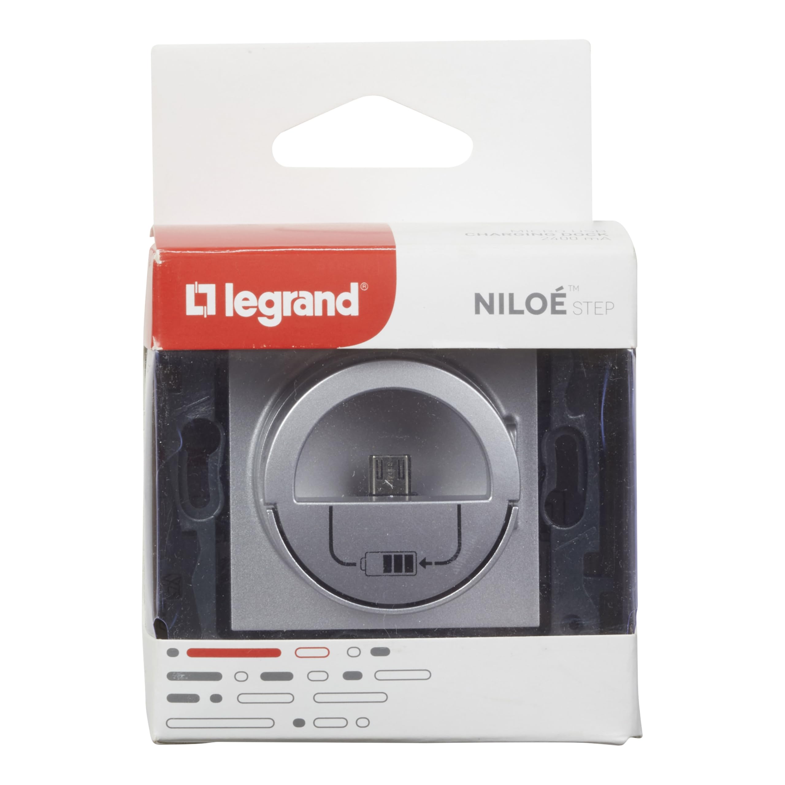 Legrand 398266 - Gniazdo ładowarki Mini USB 3A 15 W Componible do montażu podtynkowego - Niloé Step - kolor aluminium