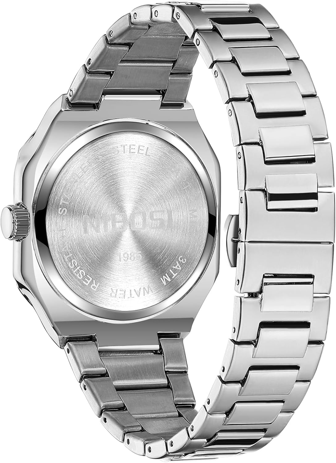 NIBOSI Men Watches Analog Quartz Stainless Steel Silver Watches for Men Waterproof Business Classic Watch with Day and Date Display Wrist Watch for Work and Casual Wear - Image 8