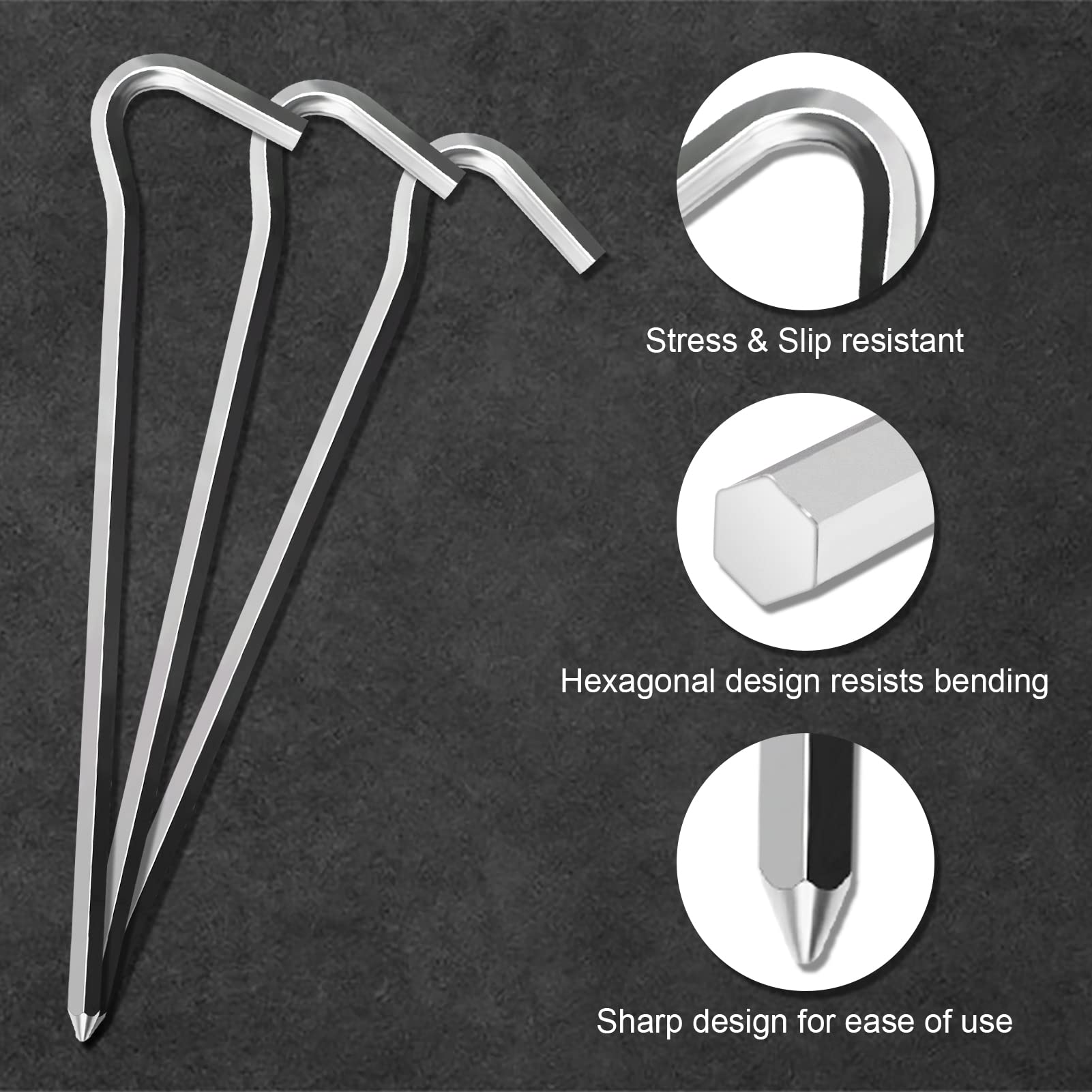 Piquets de Tente, piquets de Camping for Sol Dur for Tente, piquets de Tente – 10 Crochets de Tente Robustes en métal de 18 cm – piquets de Camping en Alliage d'aluminium for Sol Dur