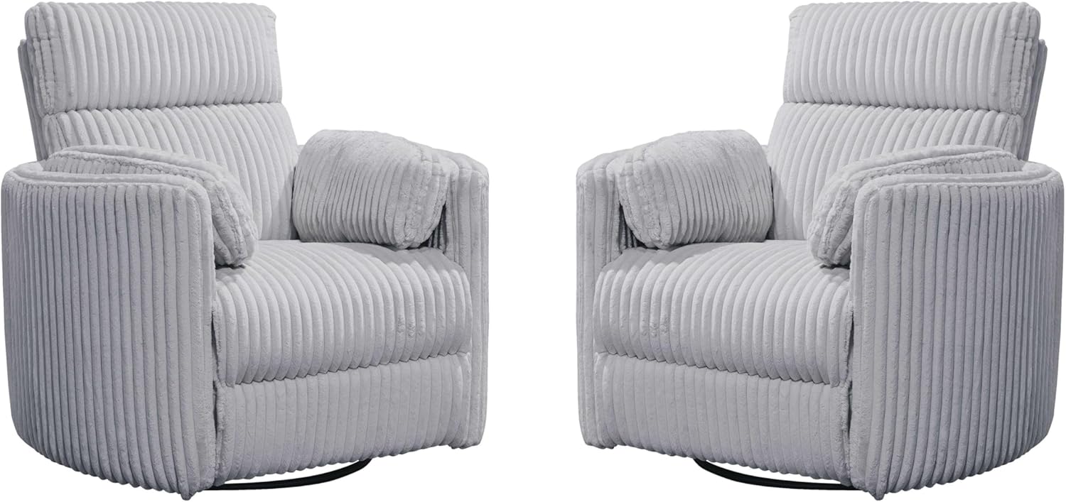 Parker Living Radius - Mega Grey Power Swivel Glider Recliner Two Pack for Adults with USB and Type-C Ports, Single Sofa Chair for Living Room