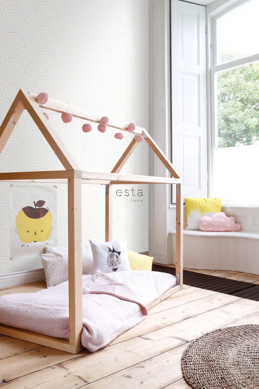ESTAhome Tapeta motyw art déco białymIzłotym 53 cm x 10.05 m