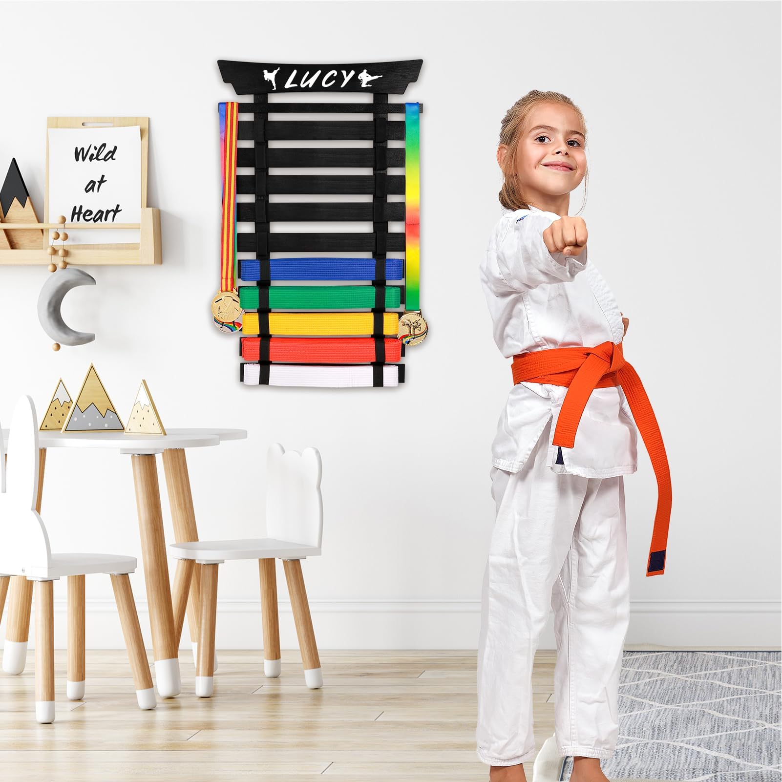 Espositore per Cintura da Karate, 10 Pezzi, Colore: Nero