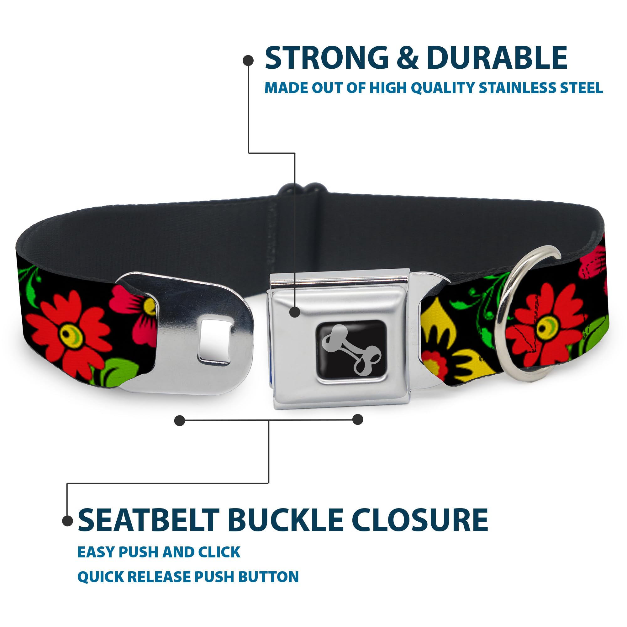 Buckle-Down DC-W30666-WL - Cinturón de Seguridad para Perro, Talla L, Color Negro, Rojo, Naranja y Verde