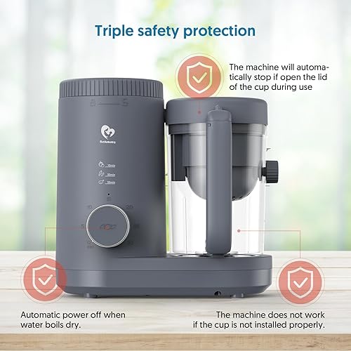 Miniatura 5 de Bellababy - Procesador de alimentos para bebés, batidora de puré con cesta de vapor reversible, un botón, fácil operación y gran apertura para una
