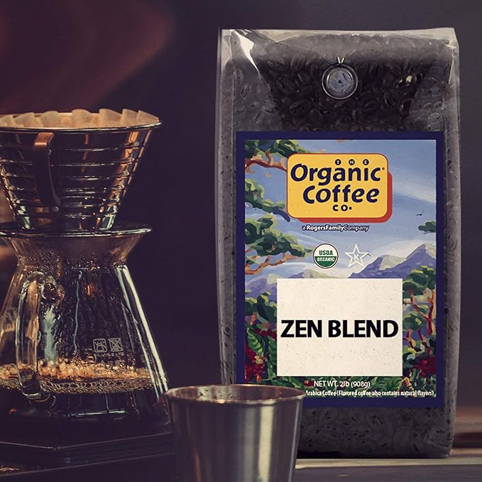 Whether you enjoy your coffee black or with milk, The Organic Coffee Co. Whole Bean Coffee - Zen Blend is a delicious option that is sure to please your taste buds. With its commitment to quality and sustainability, this organic coffee is not only good for you but also for the environment. Description by ChatGPT.