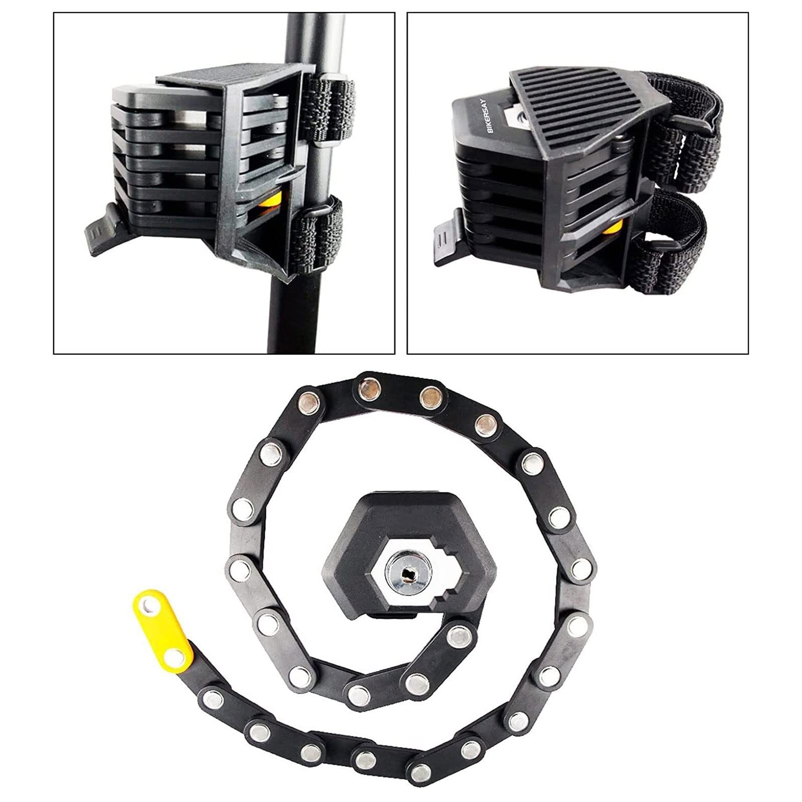 Lucchetto Pieghevole per Bicicletta, Resistente, ad Alta Sicurezza, in Lega di Acciaio, antifurto, per Bici da Corsa, motociclette elettriche (Nero, 6,7 x 5,5 cm)