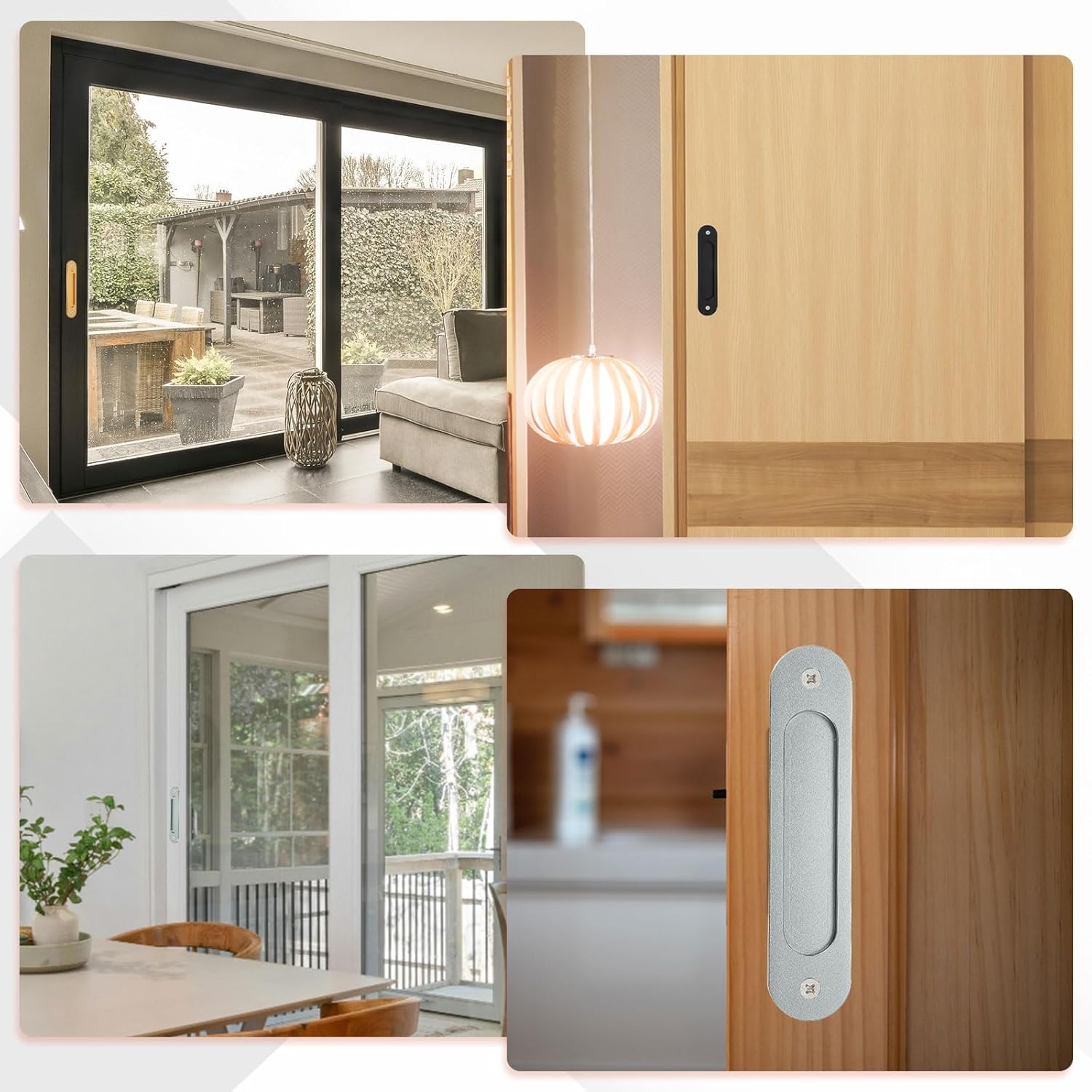 uxcell 2 Pcs Oval Recessed Sliding Door 6" Finger Flush Pulls, Handle Stainless Steel Recessed Pocket Door Pull with Screws for Home Bathroom Barn Closet Window, Black