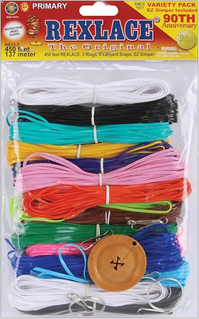 Pepperell Rexlace Plastic Lacing Variety Pack-Primary, Black/White, 1 Pack