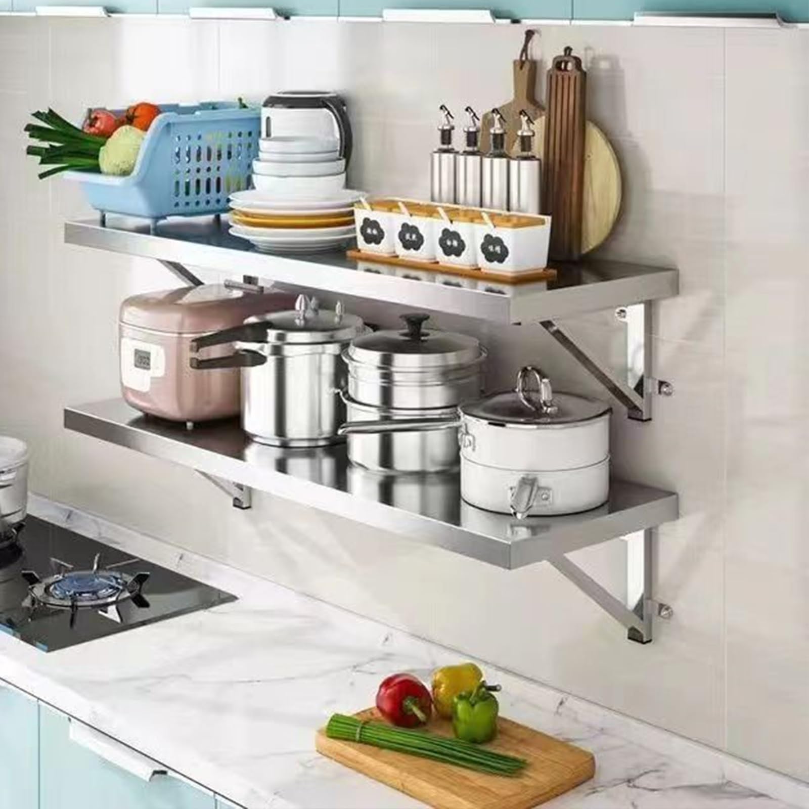 Mesa plegable de acero inoxidable, plegable, exterior - 90×40 cm, superficie de acero inoxidable cepillado 304