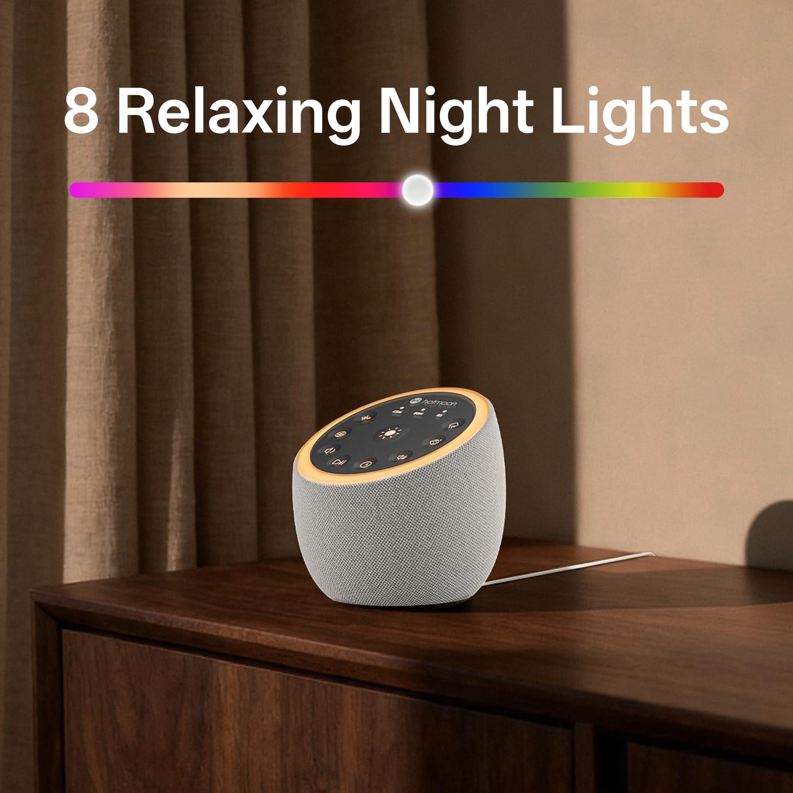 Hotmoon White Noise Machine, Einschlafhilfe Babys Erwachsene mit 40 Klänge, Weißes Rauschen Sound Machine USB mit 8 Farben Nachtlicht, Timer
