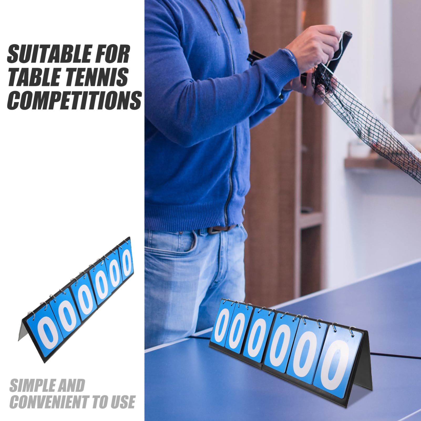 Tischtennis Spielstandsanzeige Umklappbar, Sechsstellige Zähltafel | Fußball und Badminton, Leicht zu Wenden, Farbbeständig Sportspiele, Zubehör