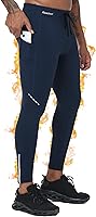 Roadbox Men's Thermal Cycling Pants: Fleece-Lined Winter Running Tights with Zipper Pockets, Water-Resistant Compression Leggings