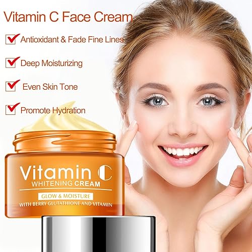 Miniatura 3 de Crema de vitamina C, crema facial de vitamina C con vitamina C hidratante facial para mujeres, antienvejecimiento y arrugas, crema facial de ácido