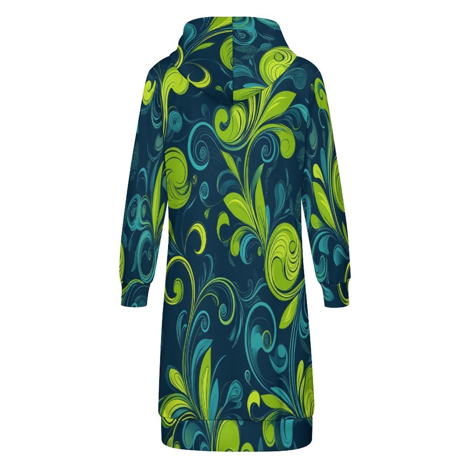Felpa Donna con Zip Felpe Sportiva con Tasche E Cappuccio Vortici Verde Limone Morbida Invernale Giacca Regolabile Confortevole per Uso Quotidiano Casual