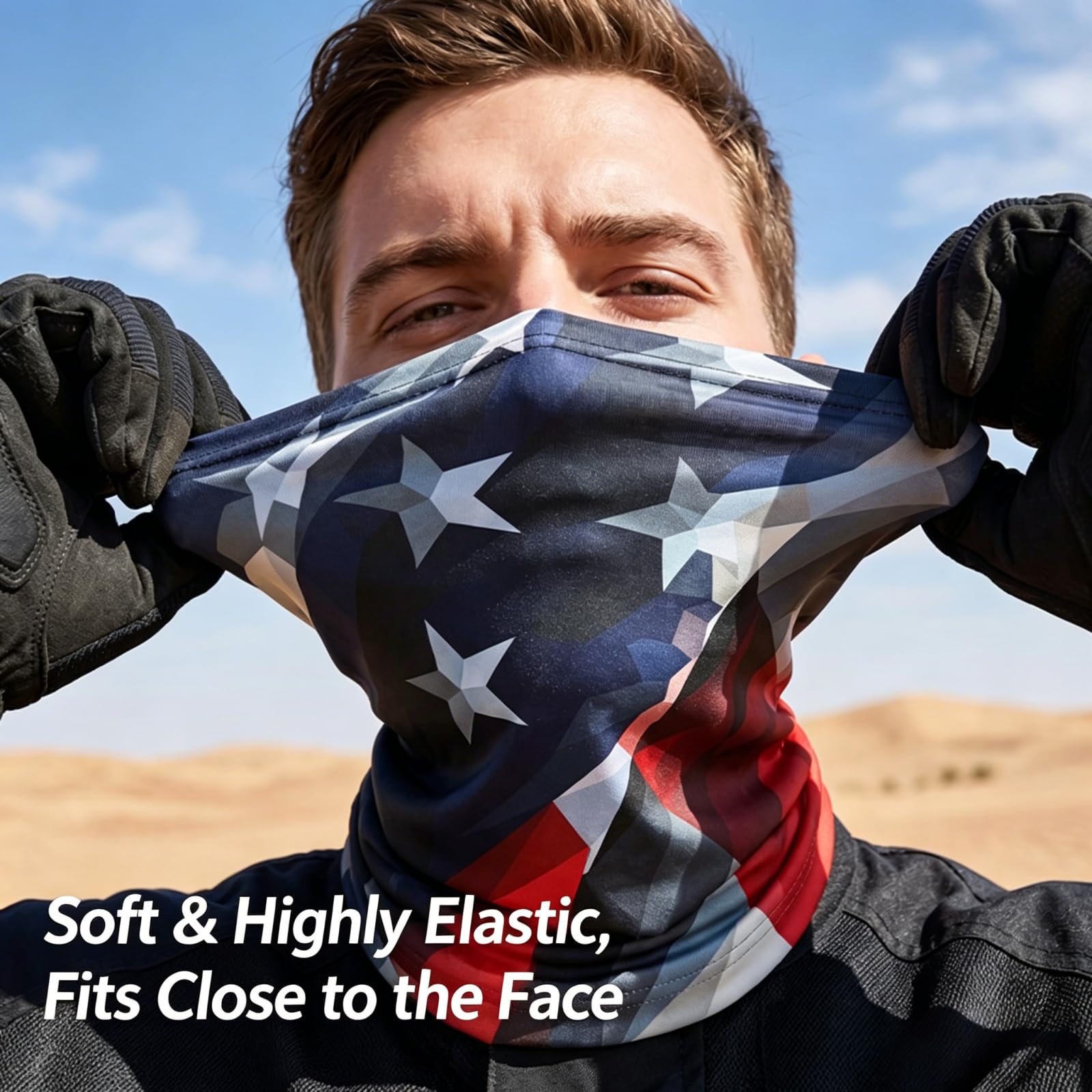 Polaina de cuello de la bandera estadounidense, protección UV UPF 50+, máscara facial de enfriamiento de seda de hielo para ciclismo, correr, senderismo, paquete de 6 unidades y individual