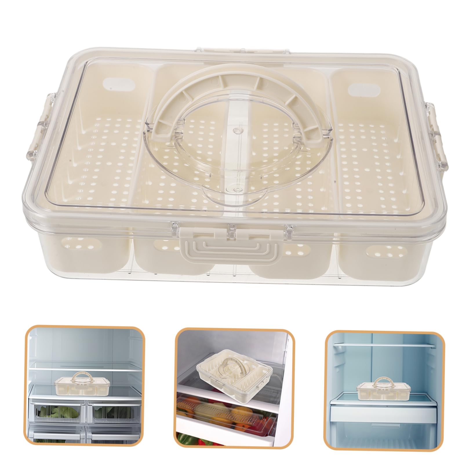 Verdickter Kühlschrank Organizer mit Luftdichtem Deckel und Geteilten Fächern Langlebiger Pet Frischhaltebehälter für Obst und Gewürze im Kühlschrank