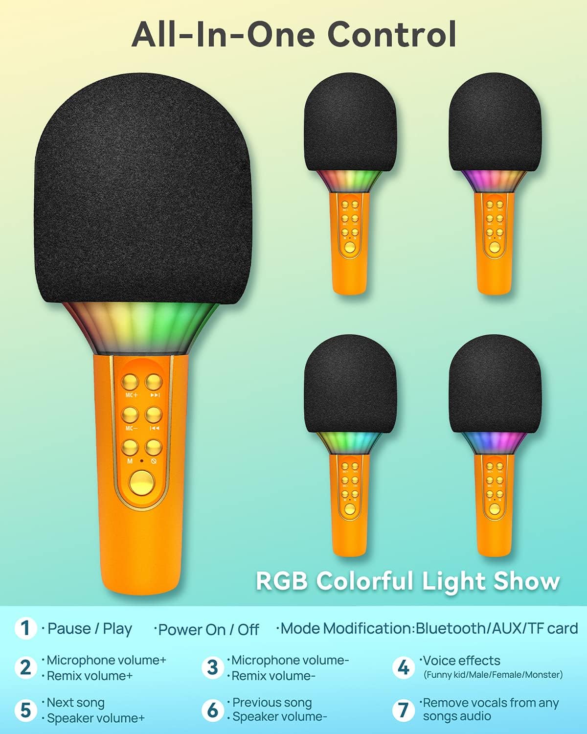 Exсluѕіvе Dіѕсоunt 60% Prісе KOOINGYUE Wireless Bluetooth Karaoke Microphone for Kids, Portable Handheld Rechargeable Karaoke Toy Machine Speaker with LED