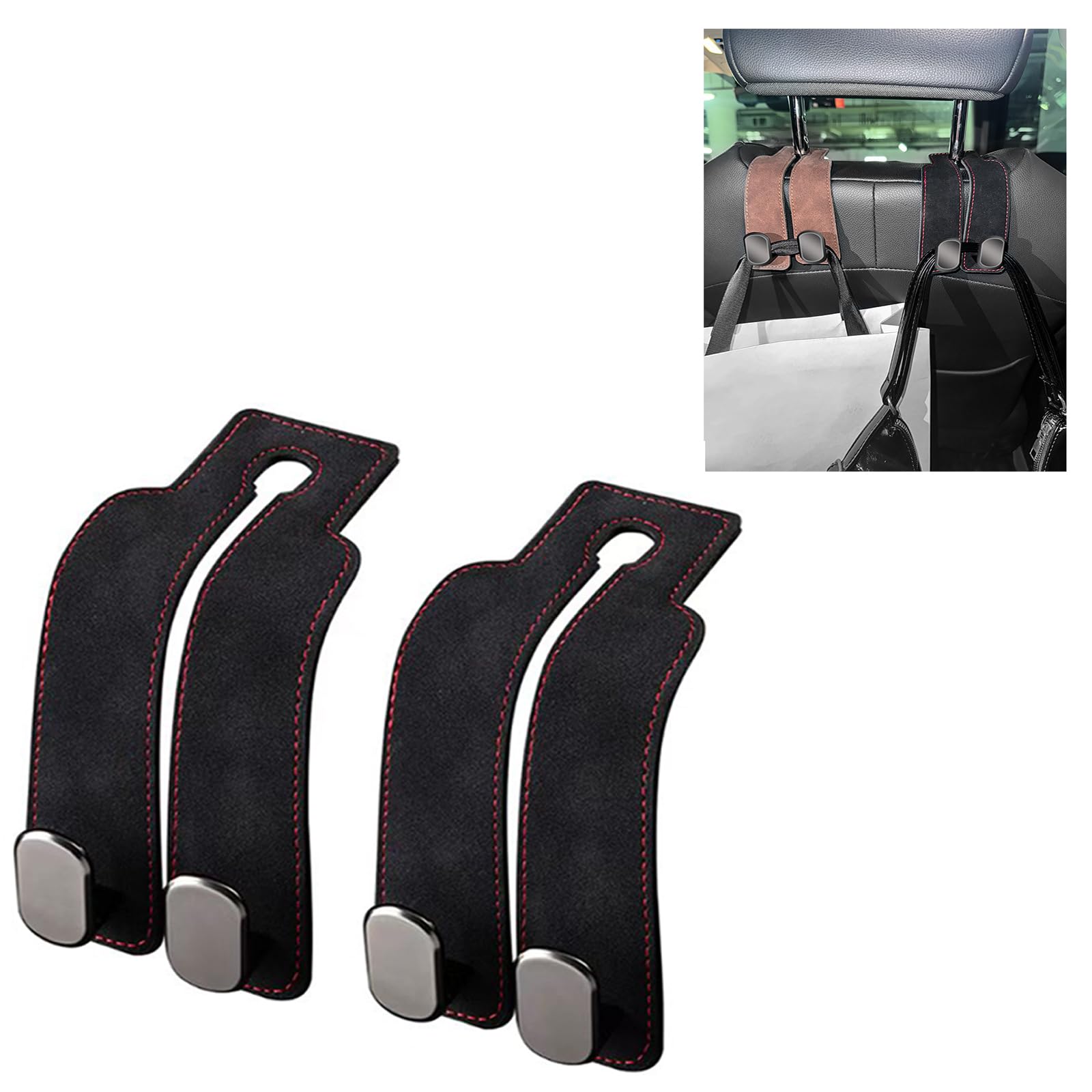 BTEGXOX Car Seat Back Storage Hook,Purse Hook for car?Durable Metal Synthetic Leather Material, Bearing 50 pounds,Universal Type, Scratch Resistant and Slip Resistant, Black 2PCS/Set