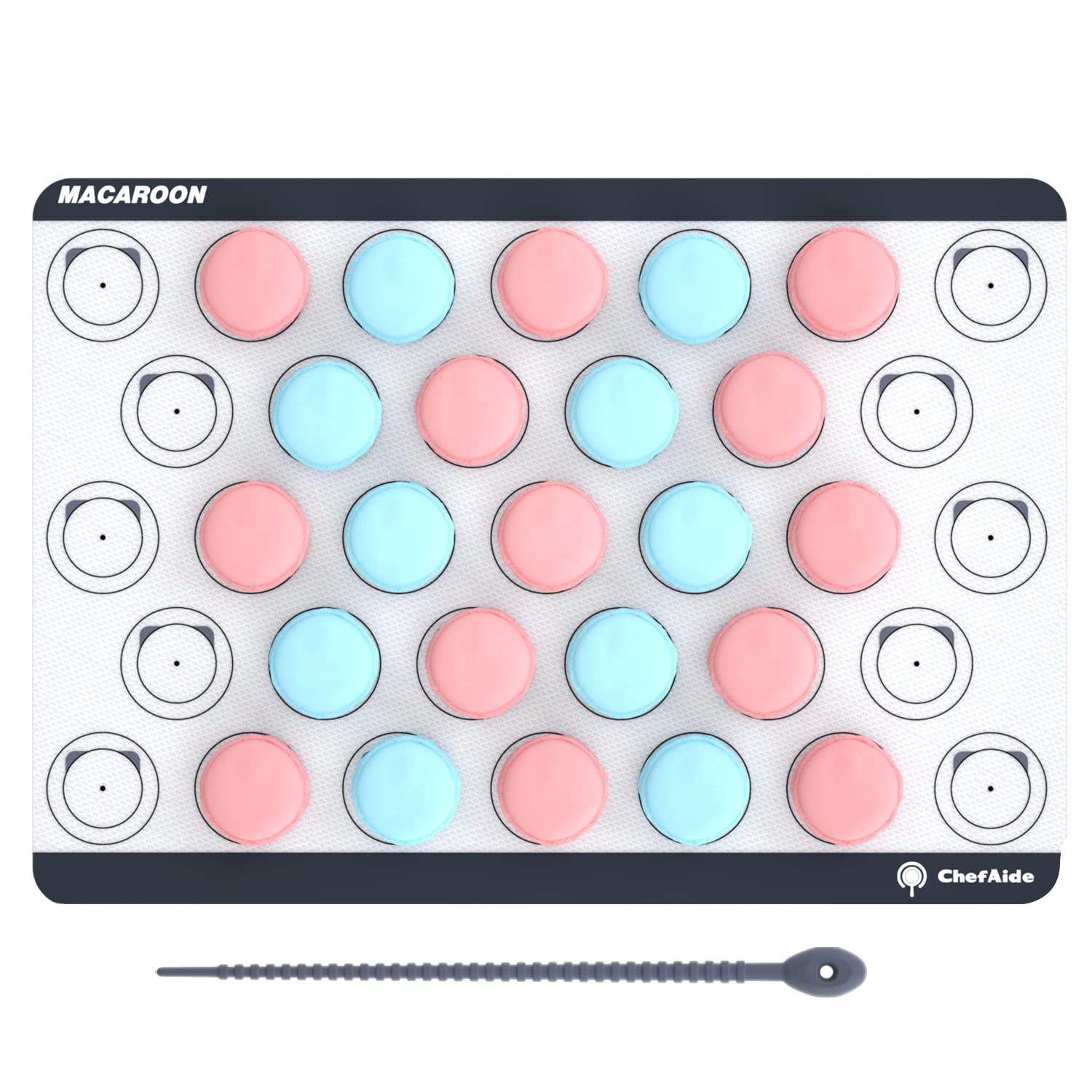 Photo 1 of 3pk- ChefAide Non-Stick Baking Mats Silicone for Baking Sheets, Food Safe Premium Reusable 500ºF Heat Resistant Silicone Baking Mat with Storage Band. Half Sheet Size (16-1/2" x 11-5/8") (Macaron Mat)